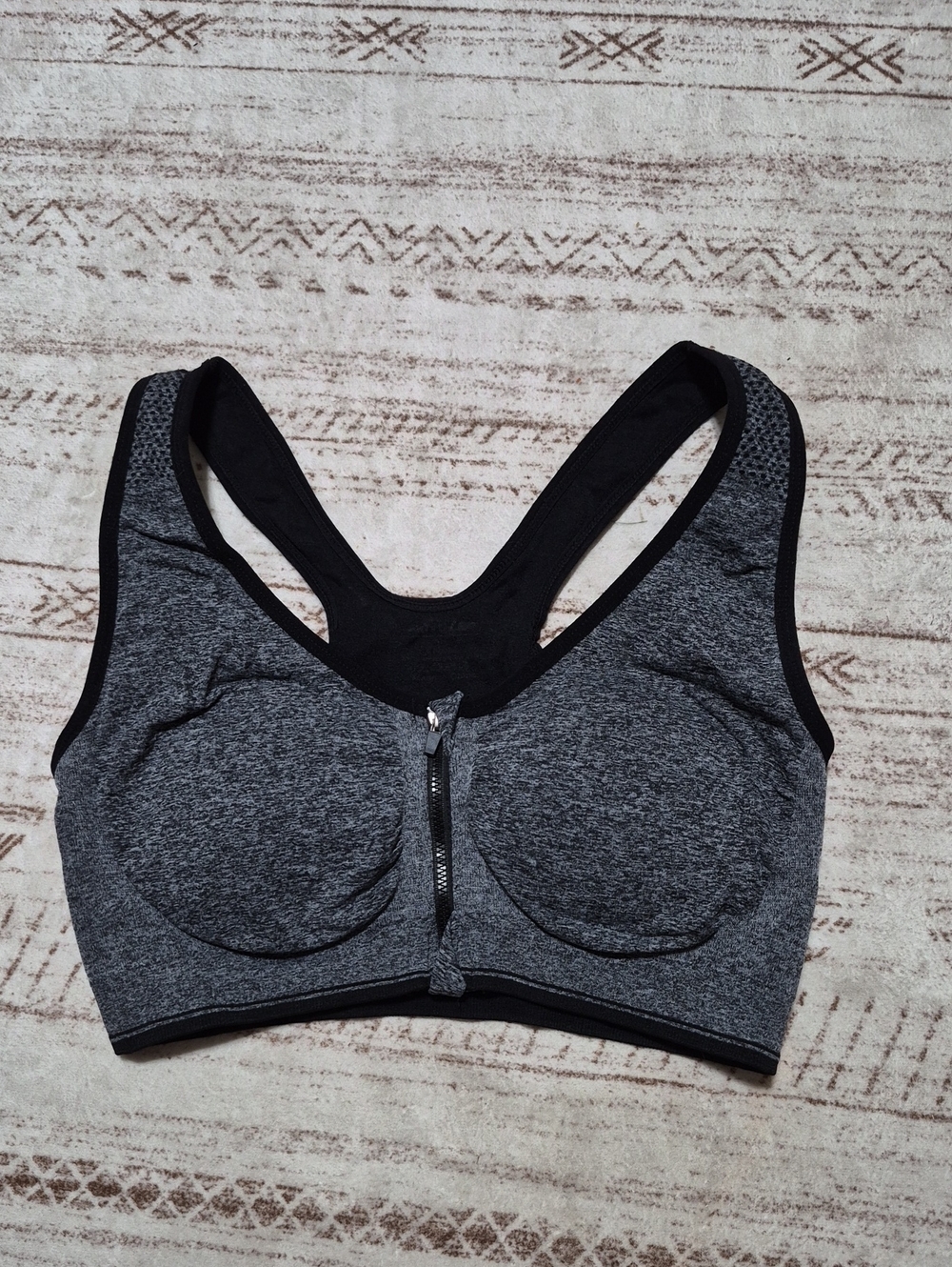 Source Unknown Dark Gray Front-Zip High Support Sports Bra